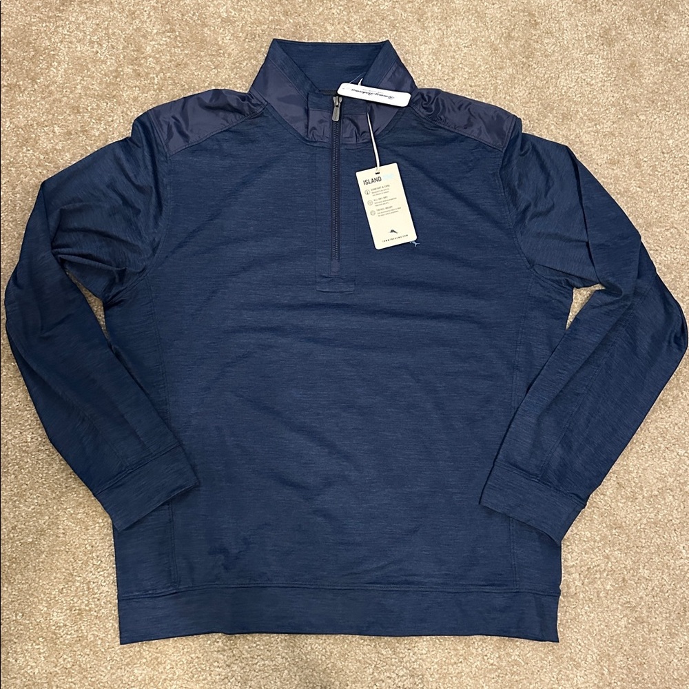 Men’s NWT Tommy Bahama Blue Quarter-Zip Pullover-L